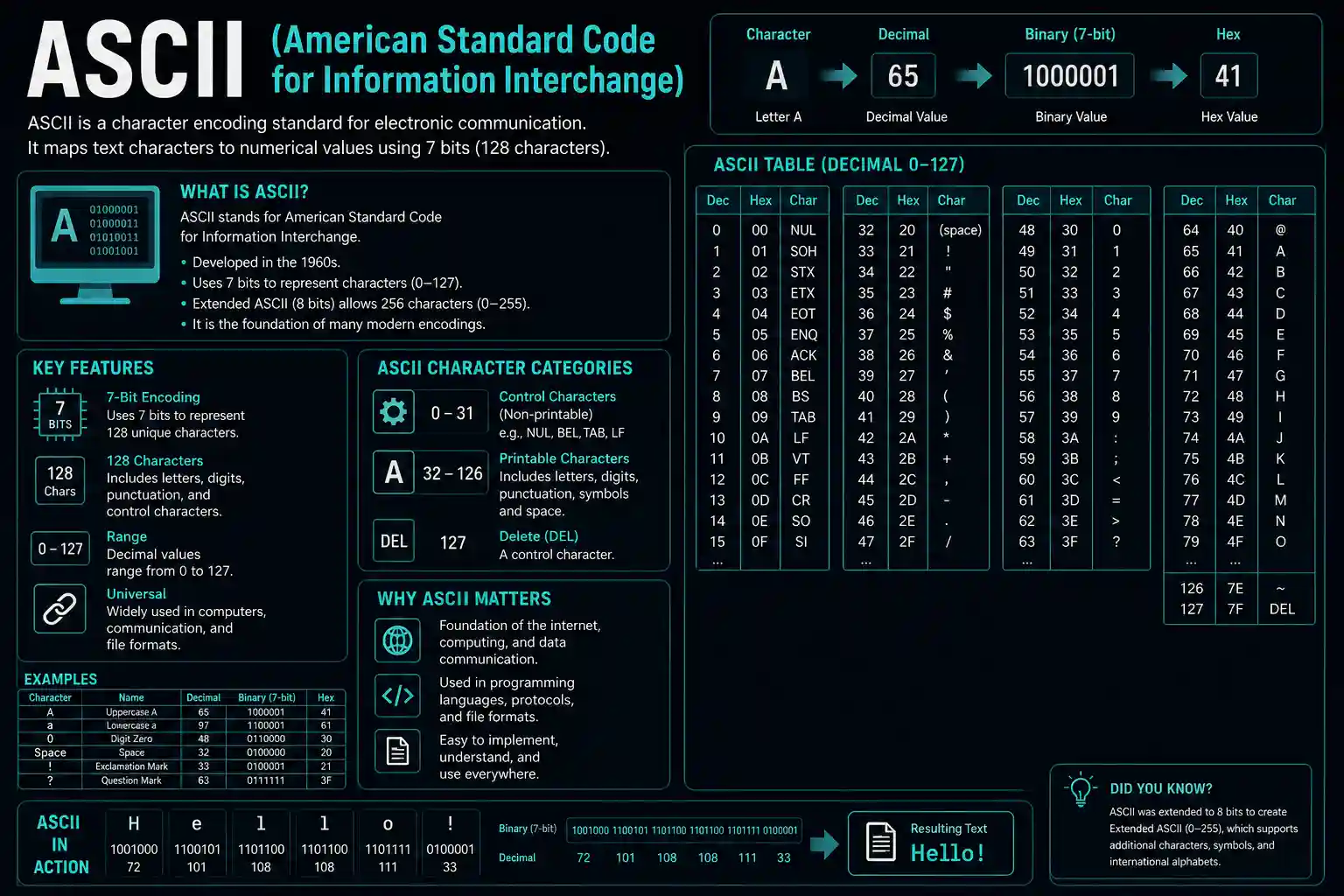 ASCII (American Standard Code for Information Interchange)