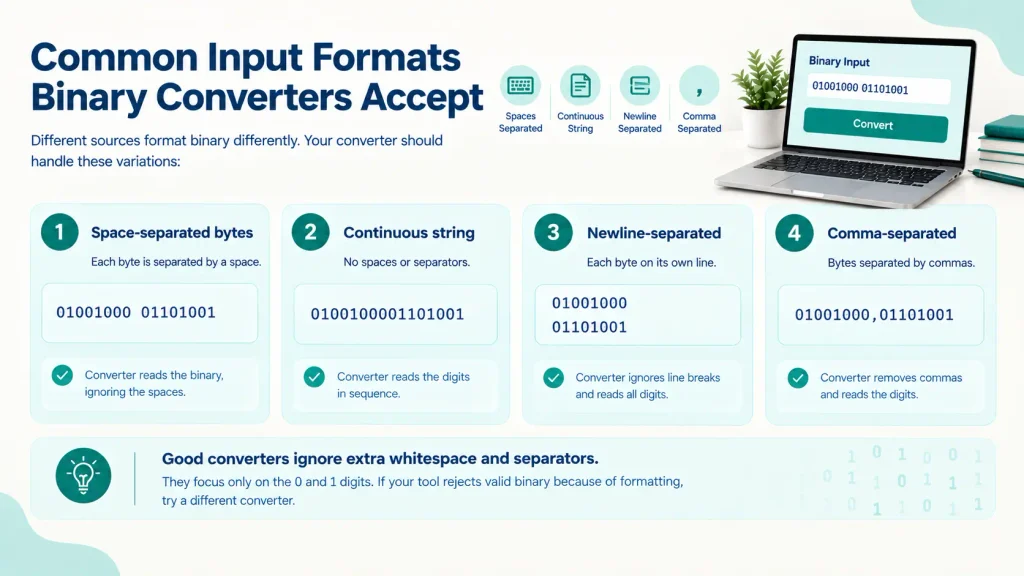 Common Input Formats Binary Converters Accept