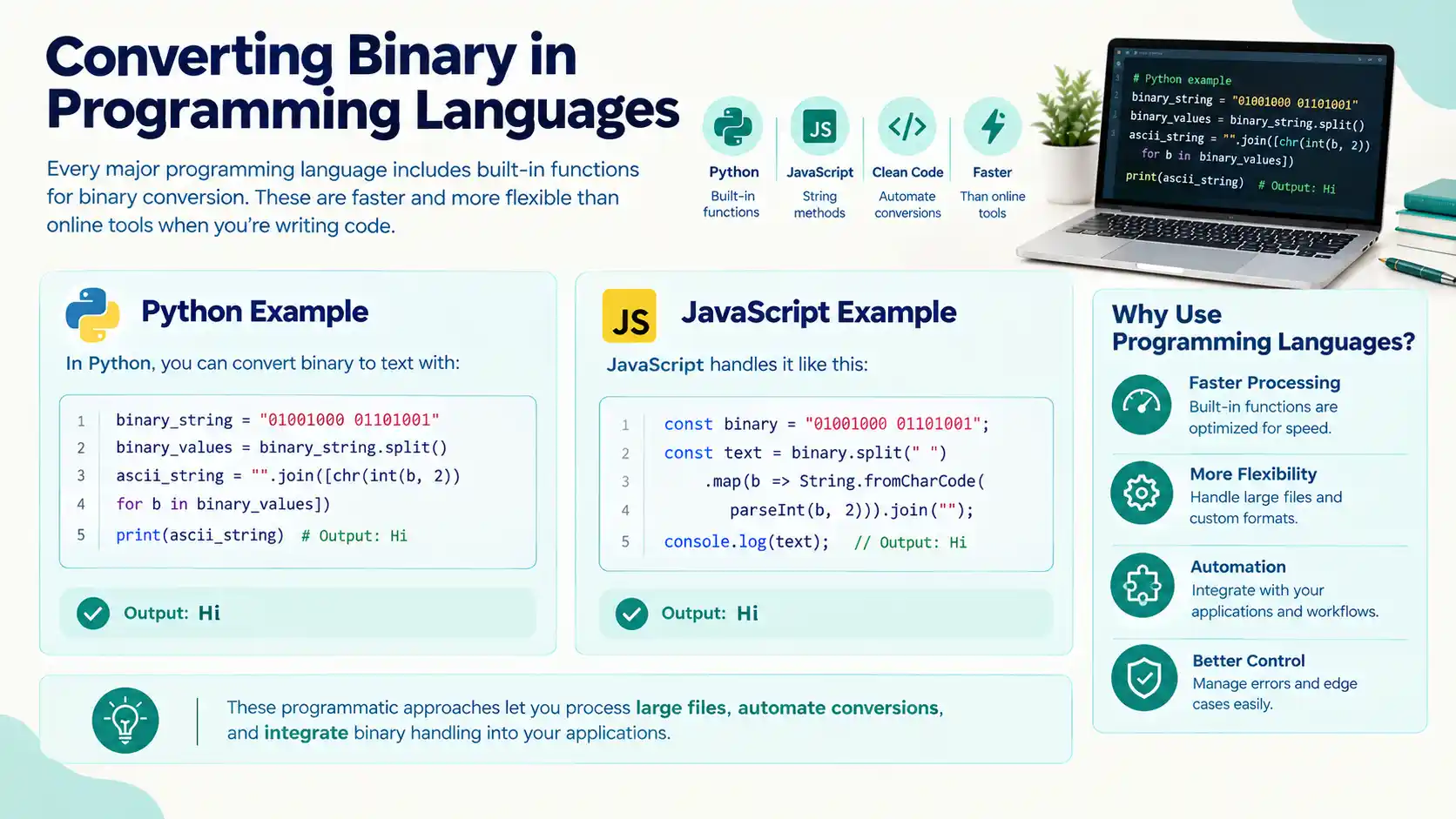 Converting Binary in Programming Languages