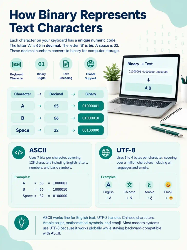 How Binary Represents Text Characters
