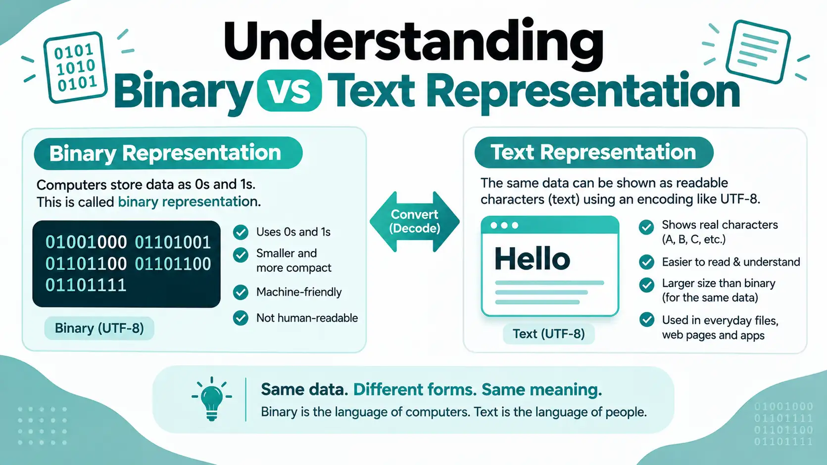Understanding Binary vs Text Representation